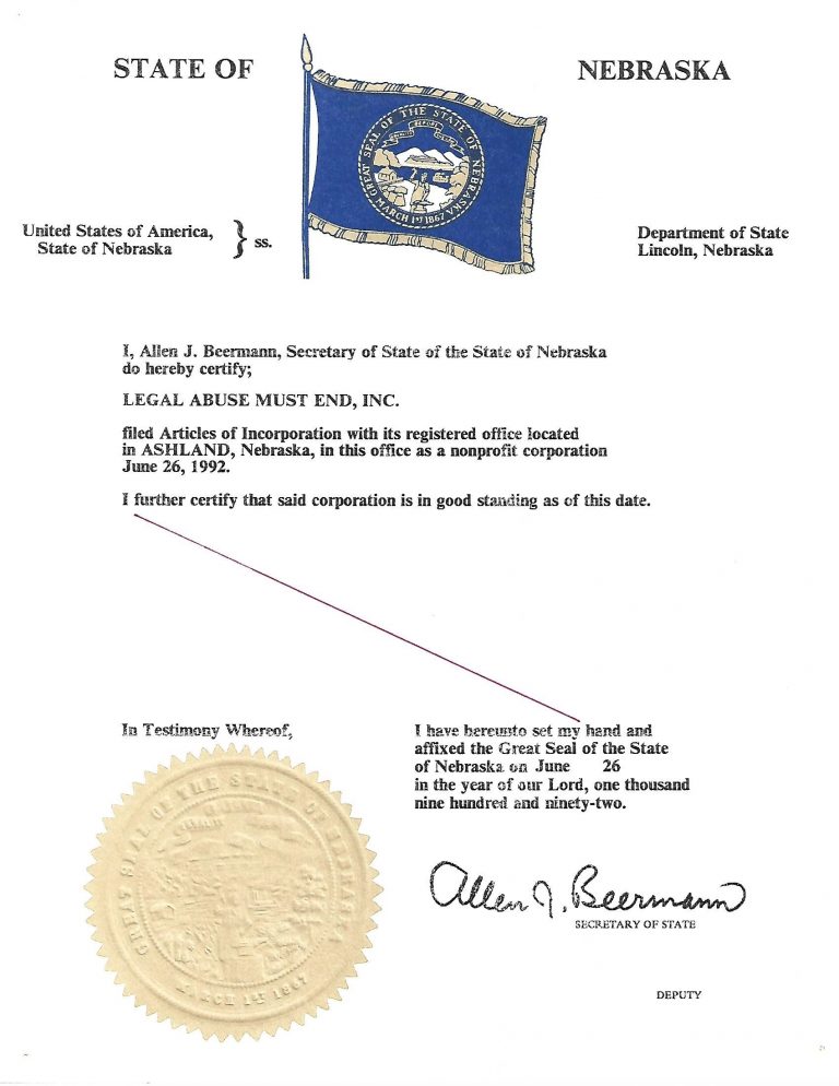 lame incorporation papers copy